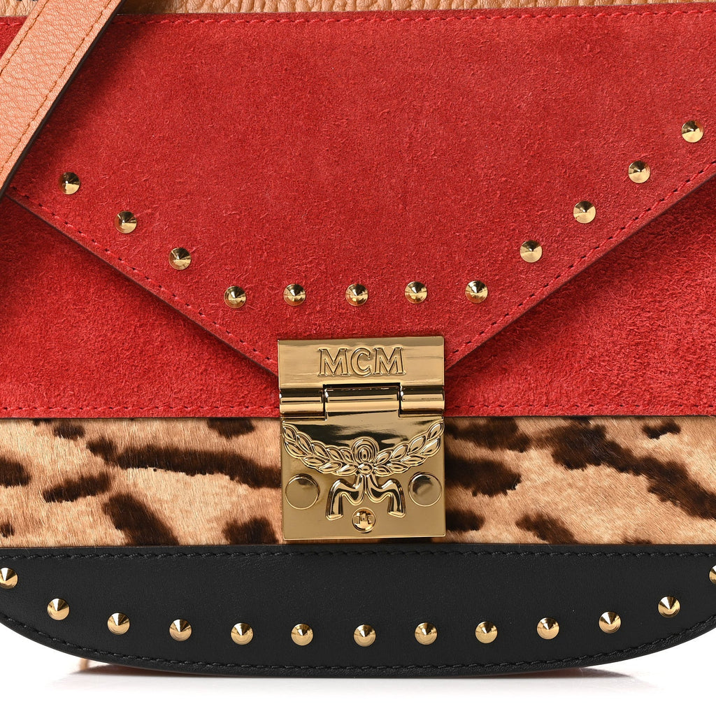 Suede Calf Hair Visetos Patricia Crossbody Bag Cognac Multicolor