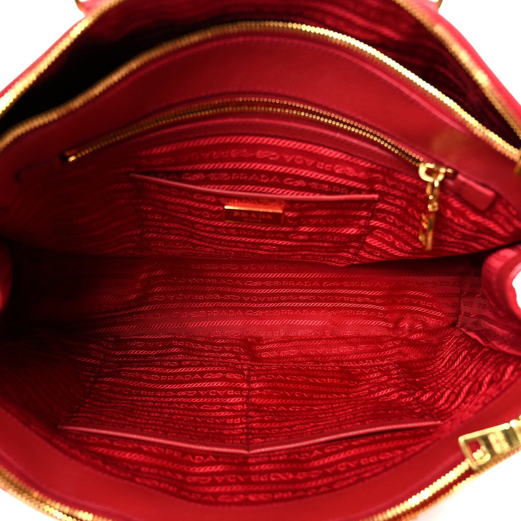 Saffiano Lux Large Double Zip Tote Fuoco