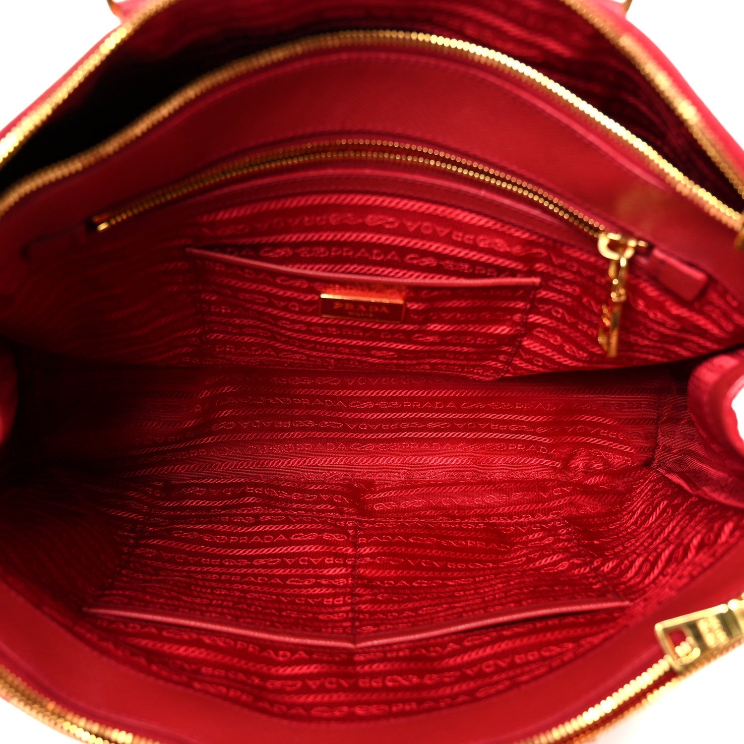Saffiano Lux Large Double Zip Tote Fuoco