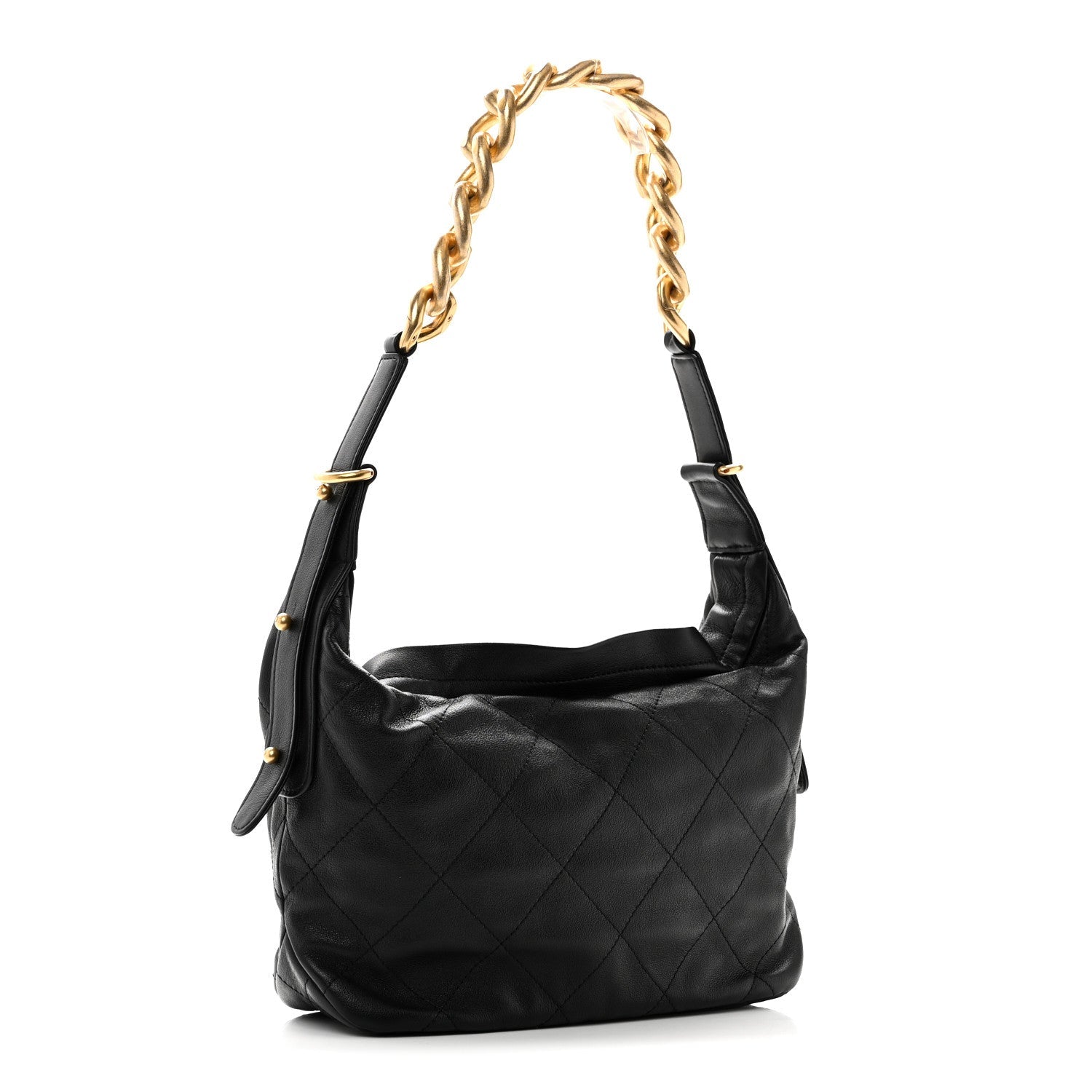 Calfskin Quilted Daily Hobo Black