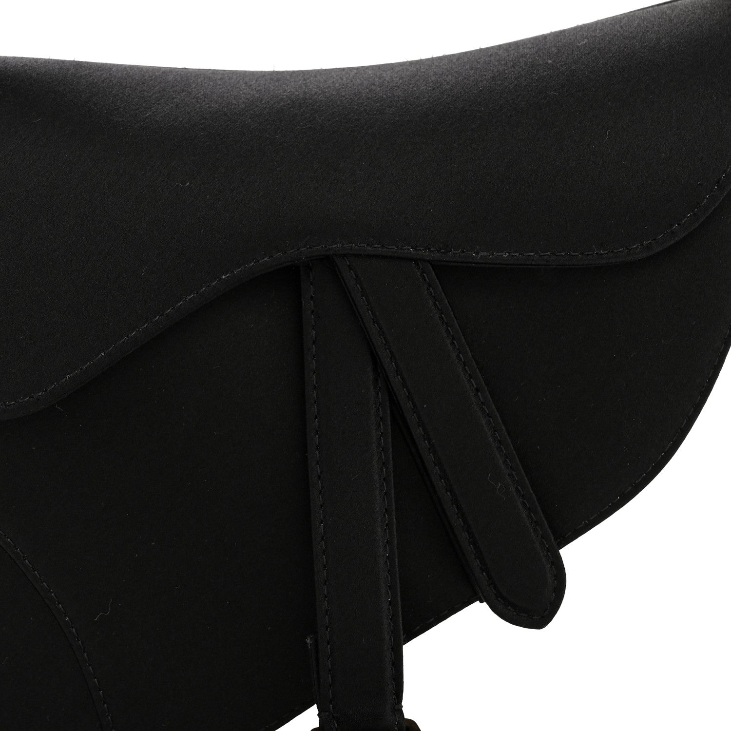 Satin Crystal Mini Saddle Bag Black