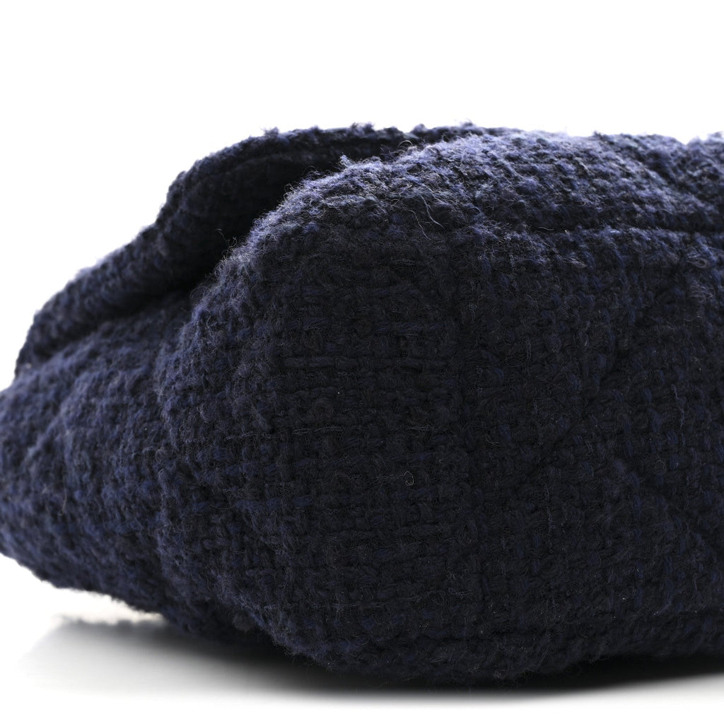 Tweed Quilted Maxi Chanel 19 Flap Navy