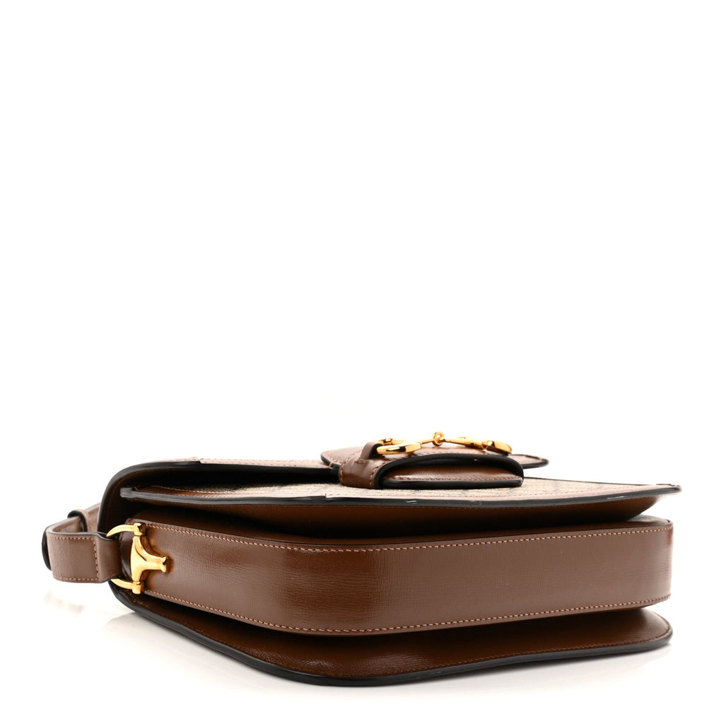 GG Supreme Monogram Horsebit 1955 Shoulder Bag Beige Brown Sugar