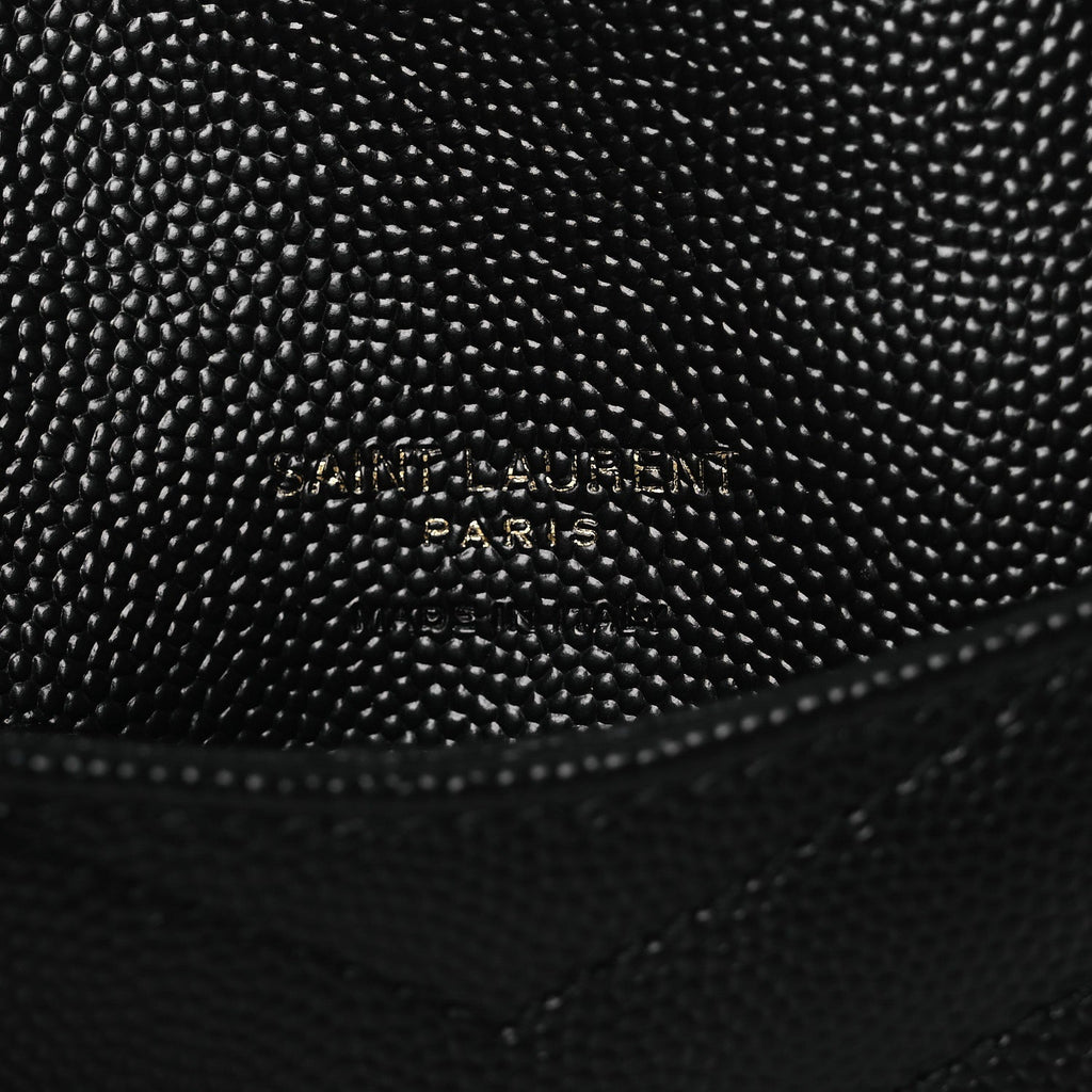 Grain De Poudre Matelasse Chevron Monogram Compact Wallet Black