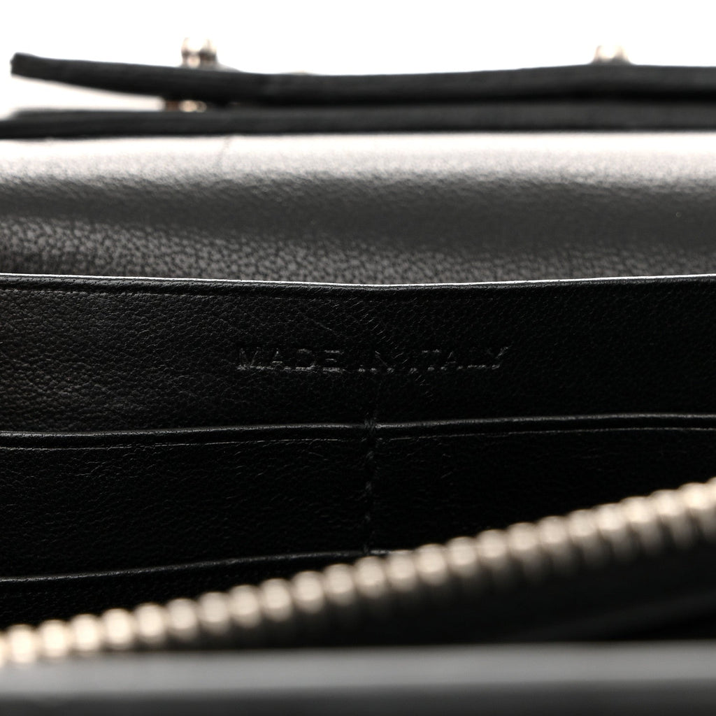 Calfskin Crocodile Embossed Cassandre Wallet On Chain WOC Black
