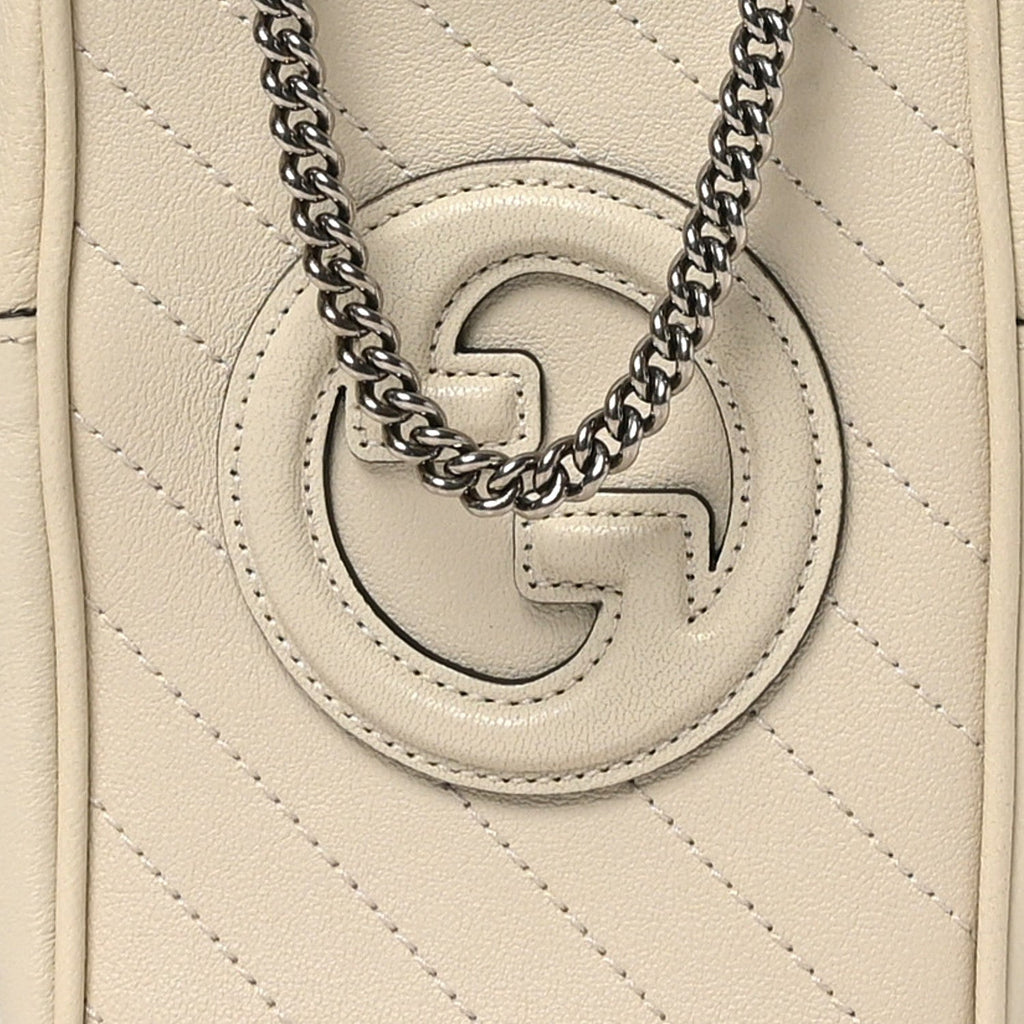 Sakai Be Green Calfskin Diagonal Stitched Mini Blondie Vertical Shoulder Bag Mystic White