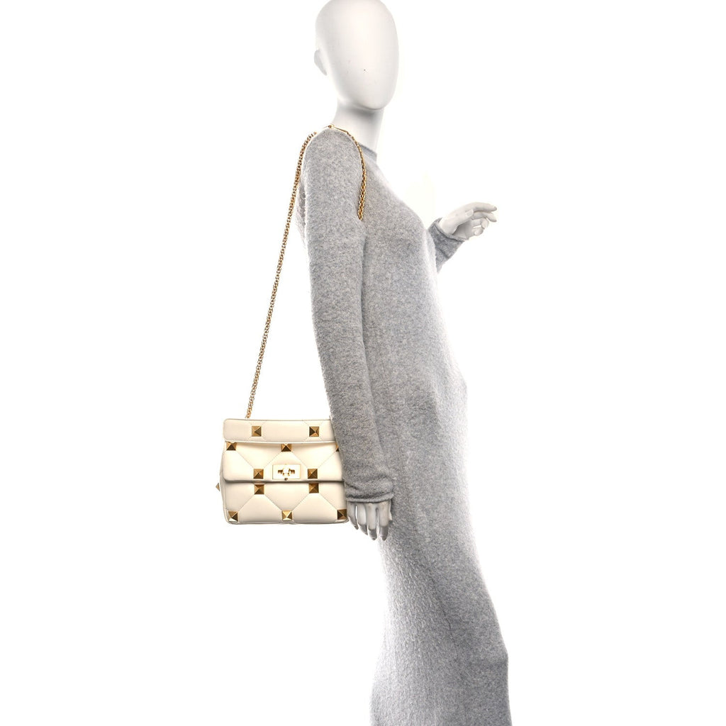 Nappa Medium Roman Stud Shoulder Bag Ivory