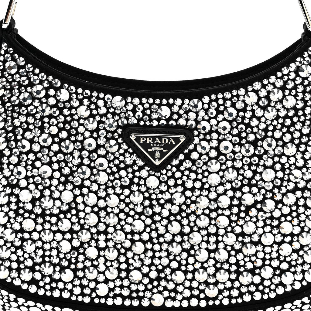 Satin Crystal Cleo Adjustable Strap Shoulder Bag Metal