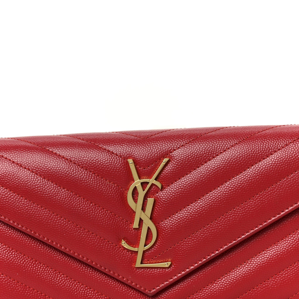 Grain De Poudre Matelasse Chevron Monogram Flap Wallet Red
