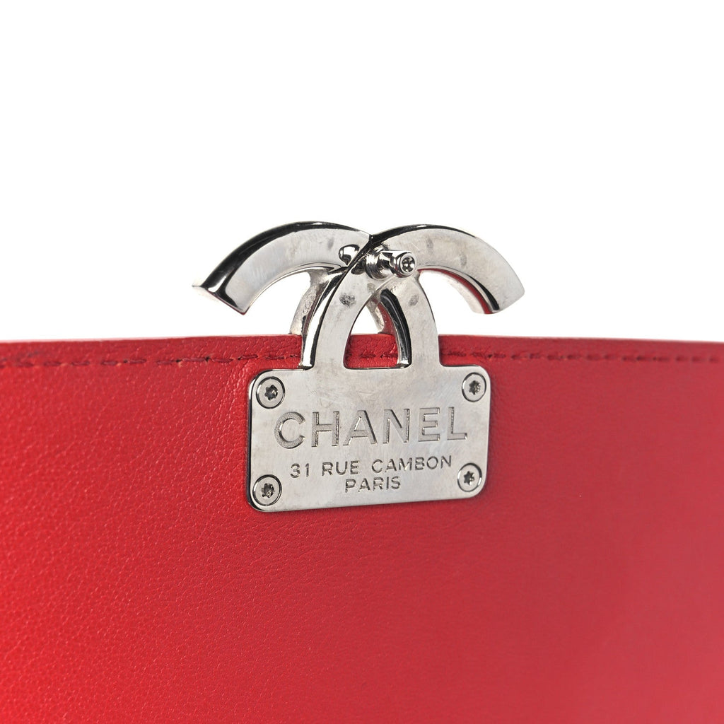 Caviar Quilted Small CC Box Top Flap Red