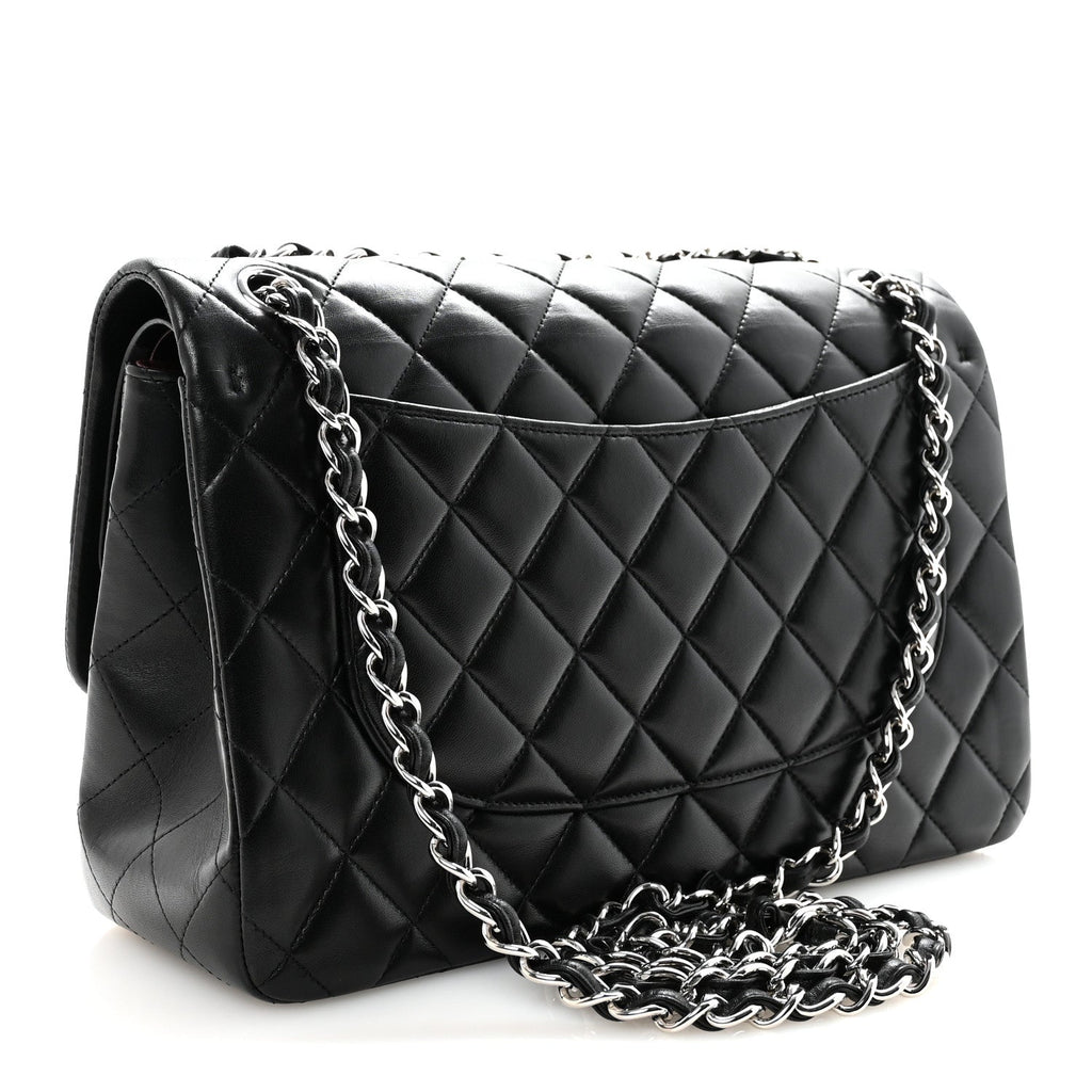 Lambskin Quilted Jumbo Double Flap Black
