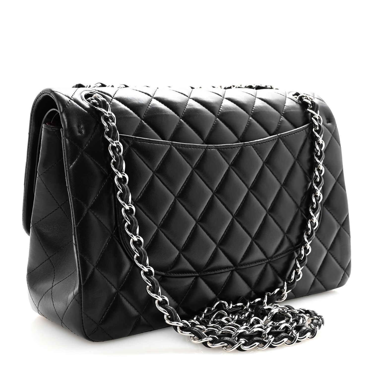 Lambskin Quilted Jumbo Double Flap Black