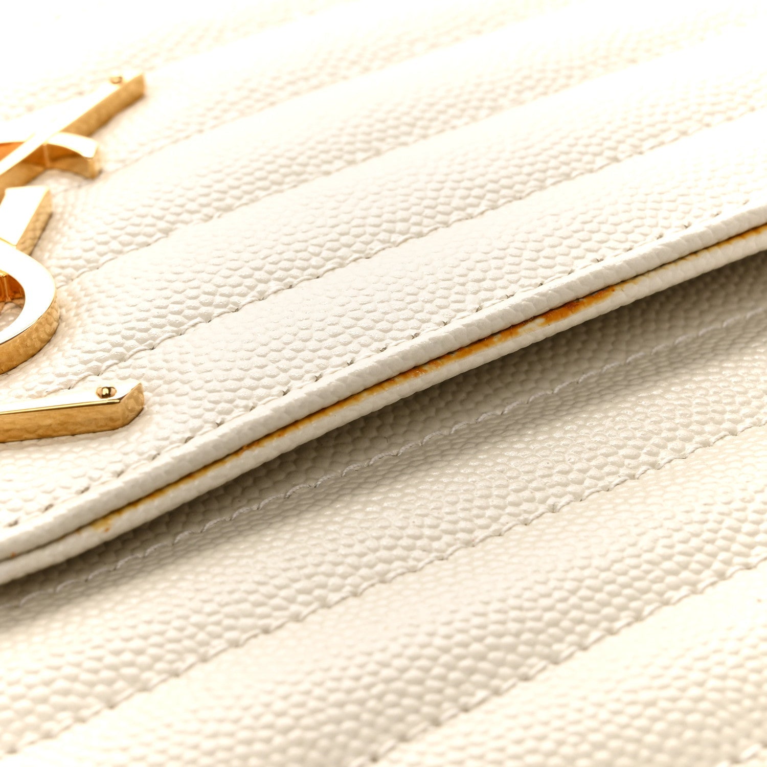 Grain De Poudre Matelasse Chevron Monogram Envelope Clutch Crema Soft