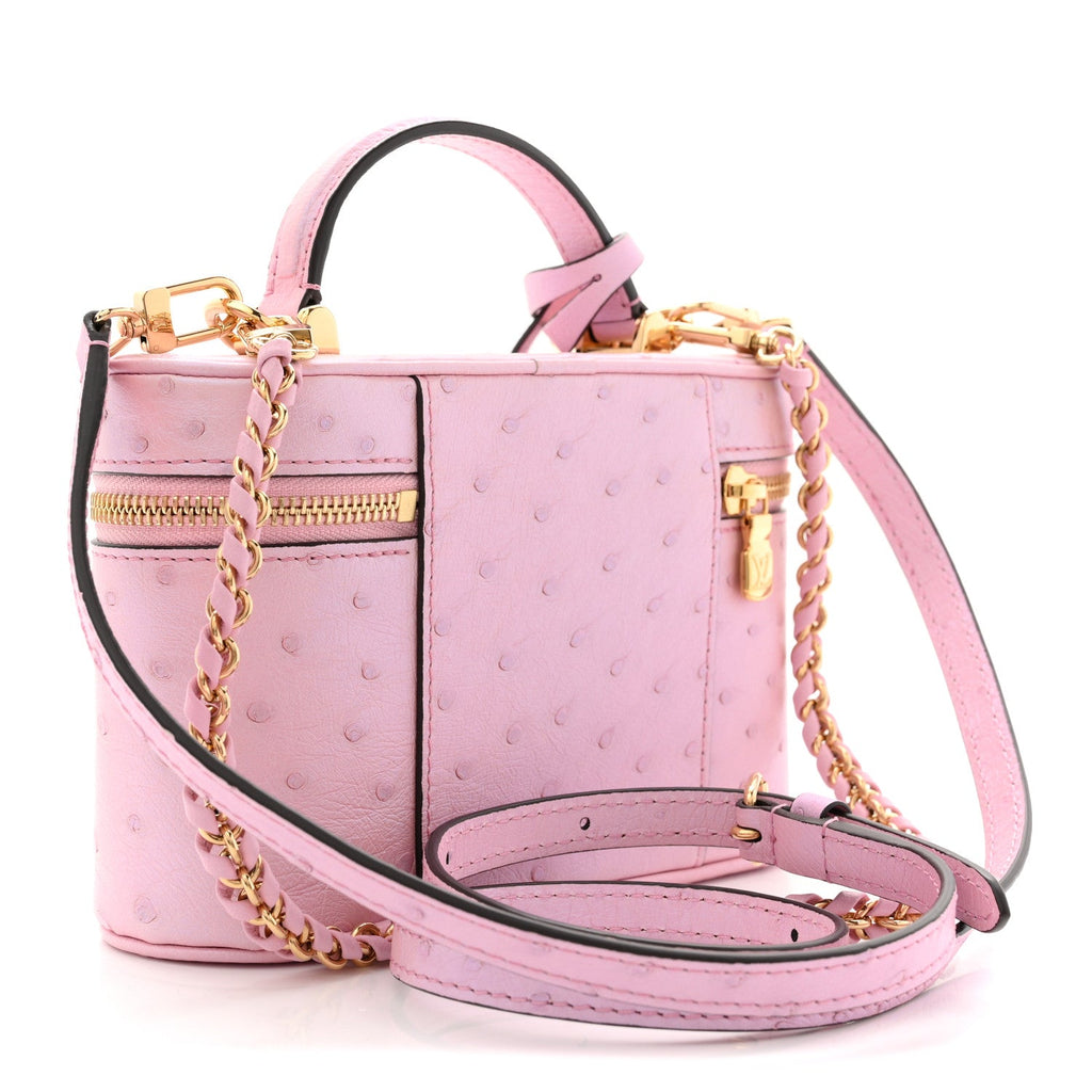 Ostrich Vanity Chain Pouch Pink