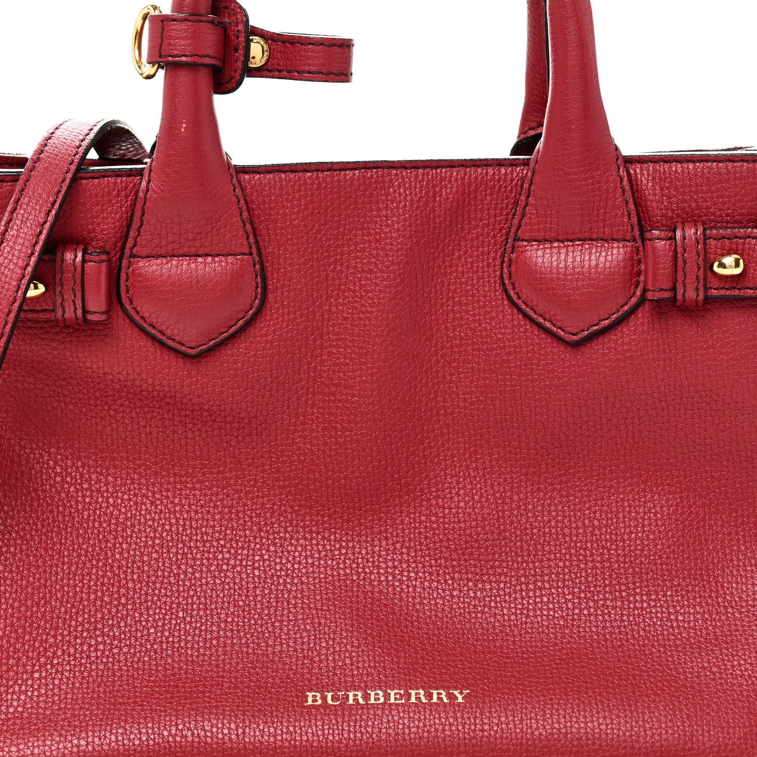 Grainy Calfskin House Check Small Banner Tote Red