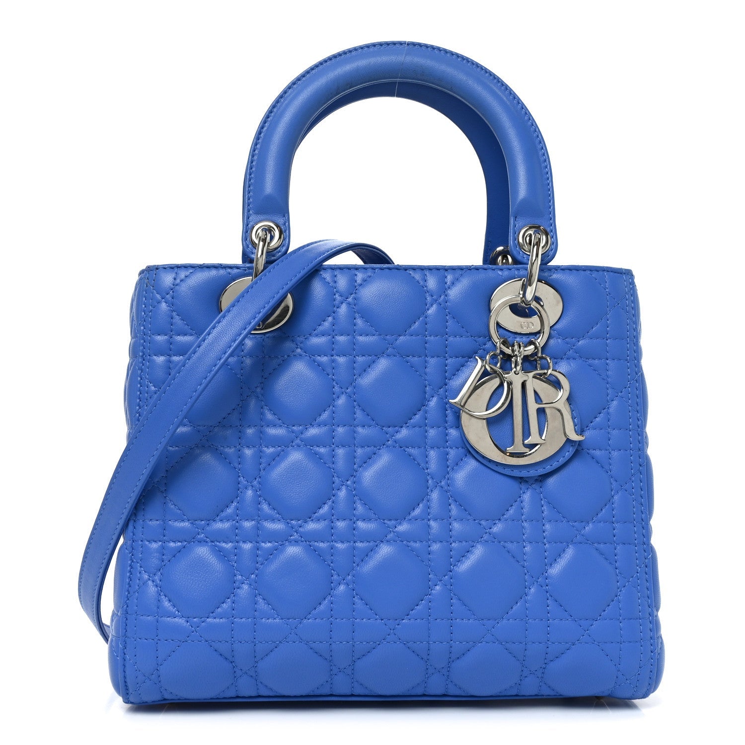 Lambskin Cannage Medium Lady Dior Blue Persan