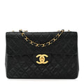 Lambskin Quilted XL Jumbo Single Flap Black
