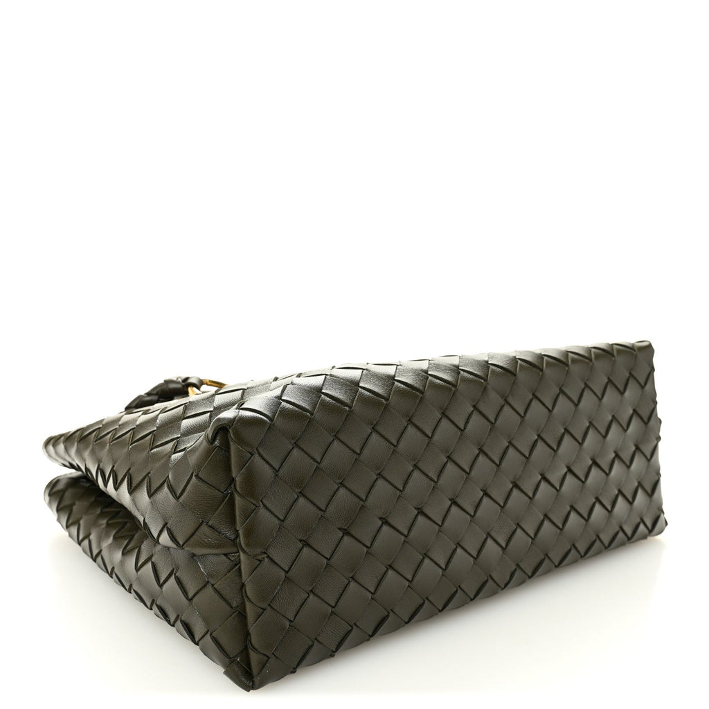 Nappa Intrecciato Medium Andiamo Shoulder Bag Kaki