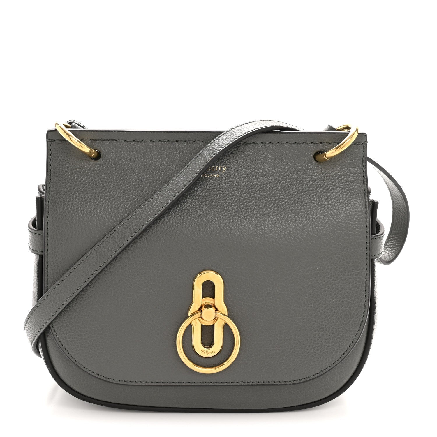 Small Classic Grain Calfskin Small Amberley Satchel Charcoal