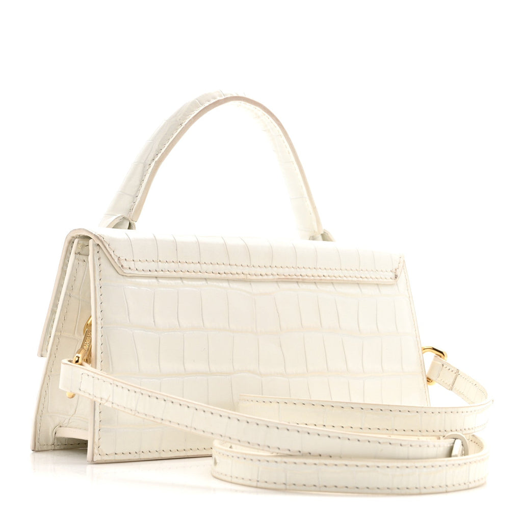 Calfskin Crocodile Embossed Le Chiquito Long White