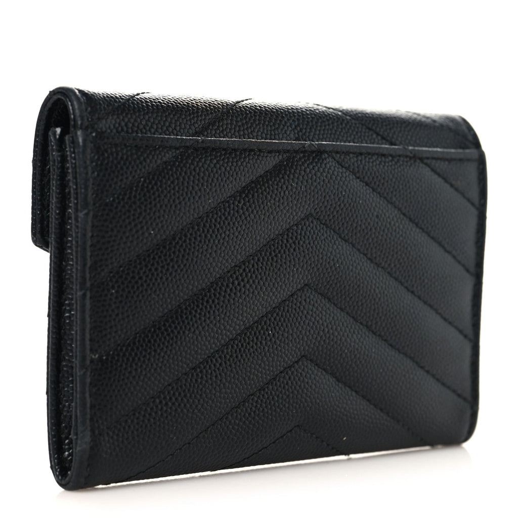 Grain De Poudre Matelasse Chevron Small Monochrome Monogram Envelope Wallet Black