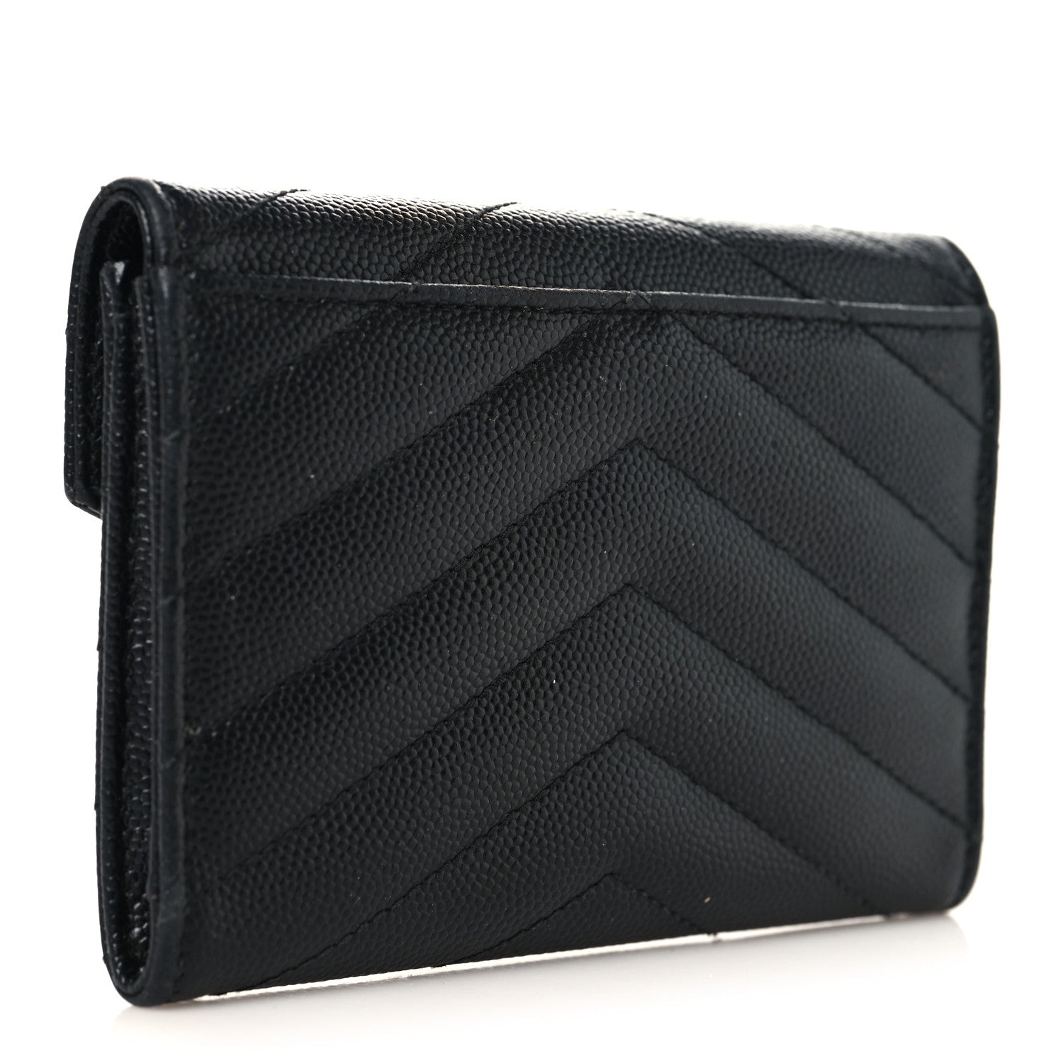 Grain De Poudre Matelasse Chevron Small Monochrome Monogram Envelope Wallet Black