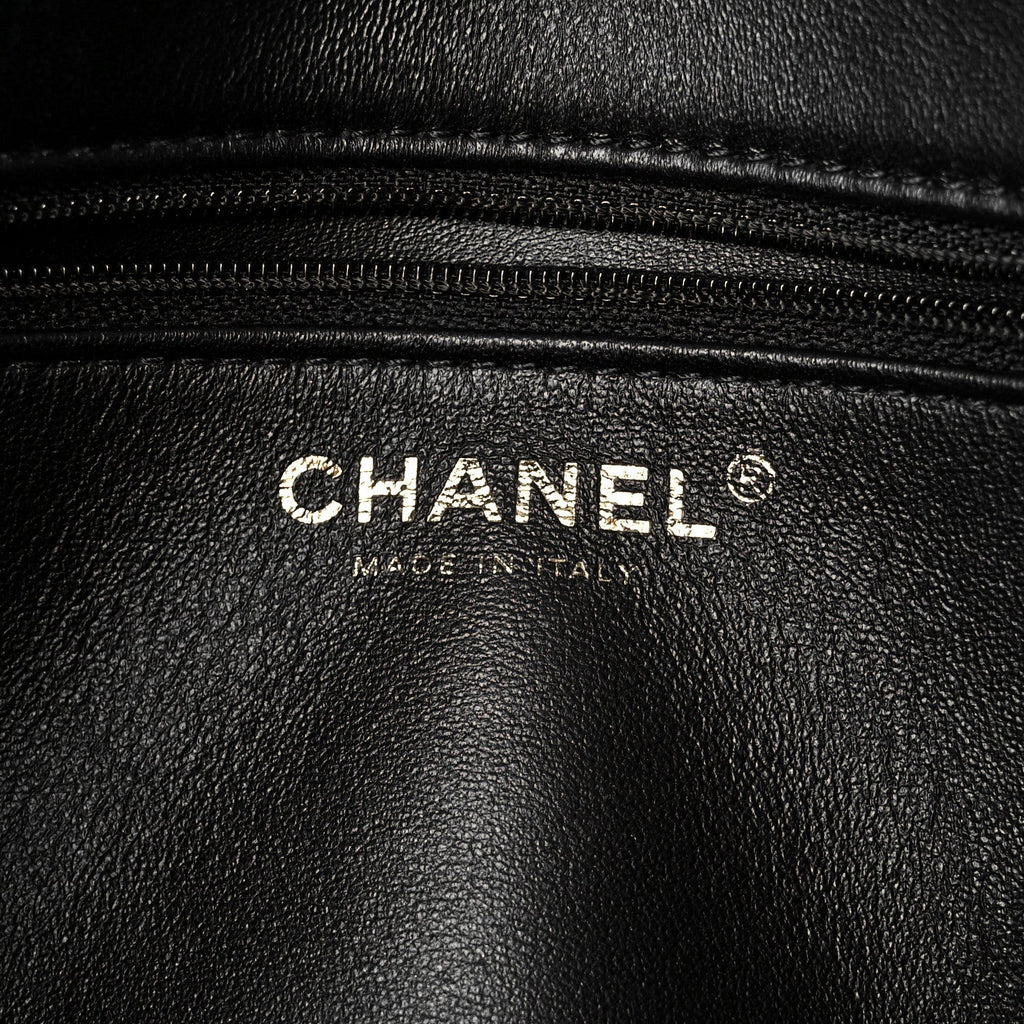 Shearling Lambskin Quilted Furry Coco Flap Black