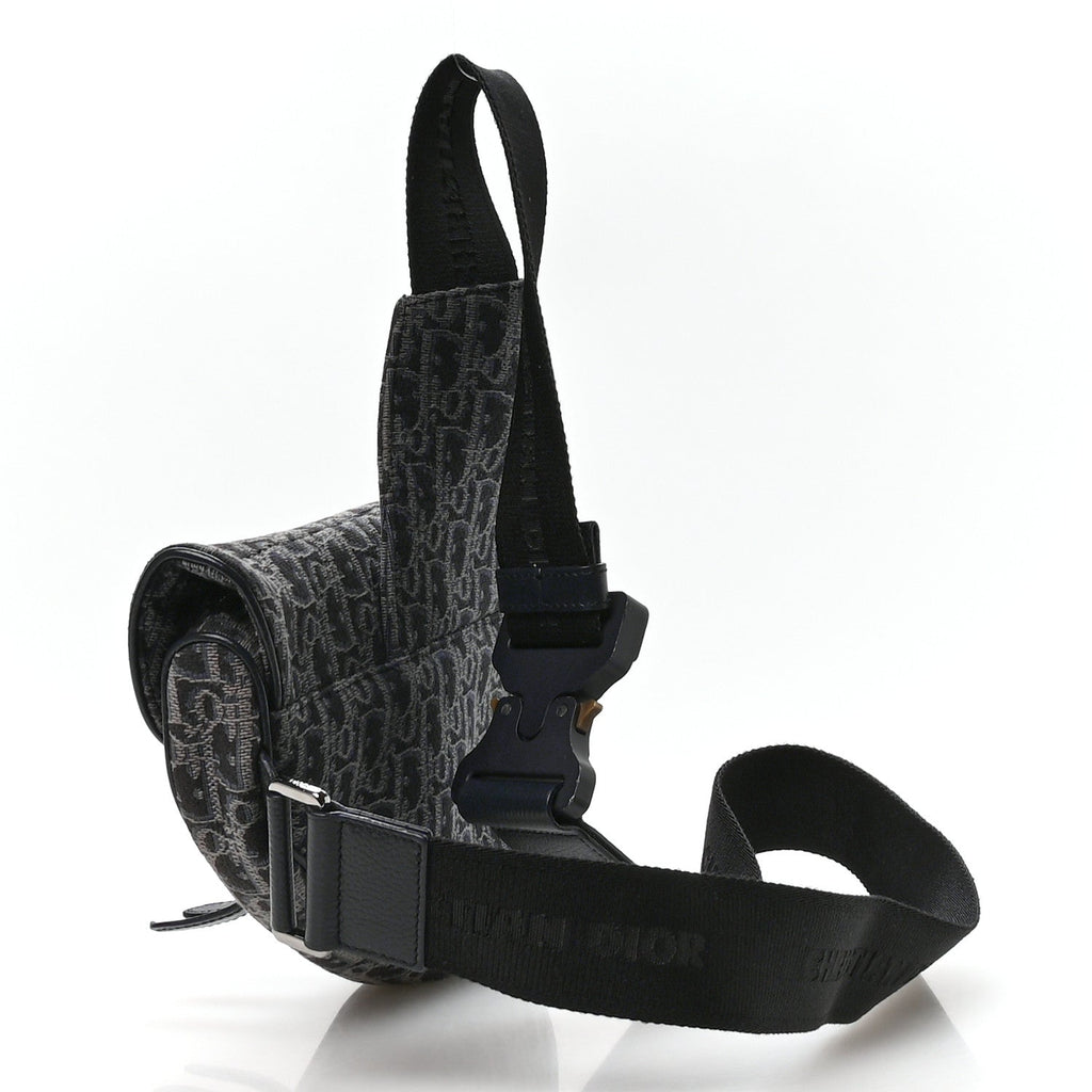 Oblique Mens Saddle Bag Black Blue
