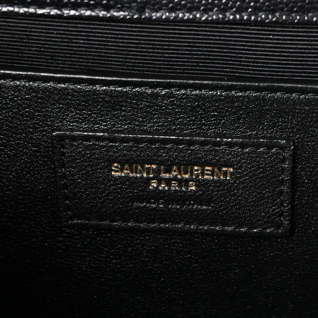 Grain De Poudre Textured Mixed Matelasse Triquilt Medium Monogram Satchel Black
