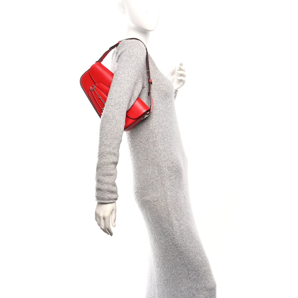 Demetra Small Horsebit 1955 Asymmetric Shoulder Bag New Cherry Red