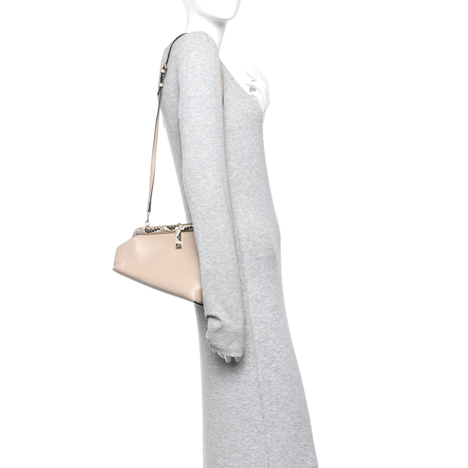 Shiny Nappa Snakeskin Small Fendi First Rosa Confetto Cipria