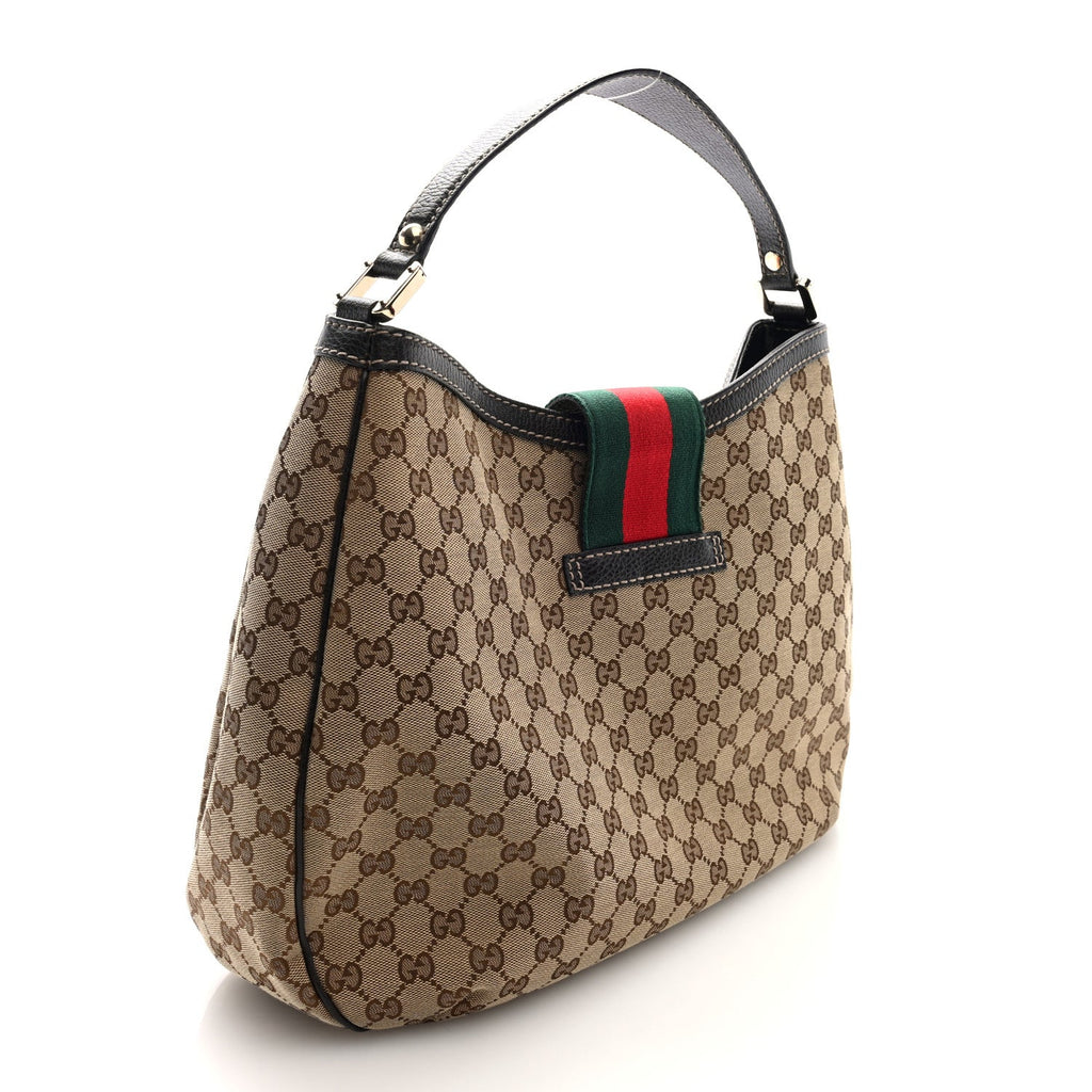 Monogram Large New Ladies Web Hobo Dark Brown