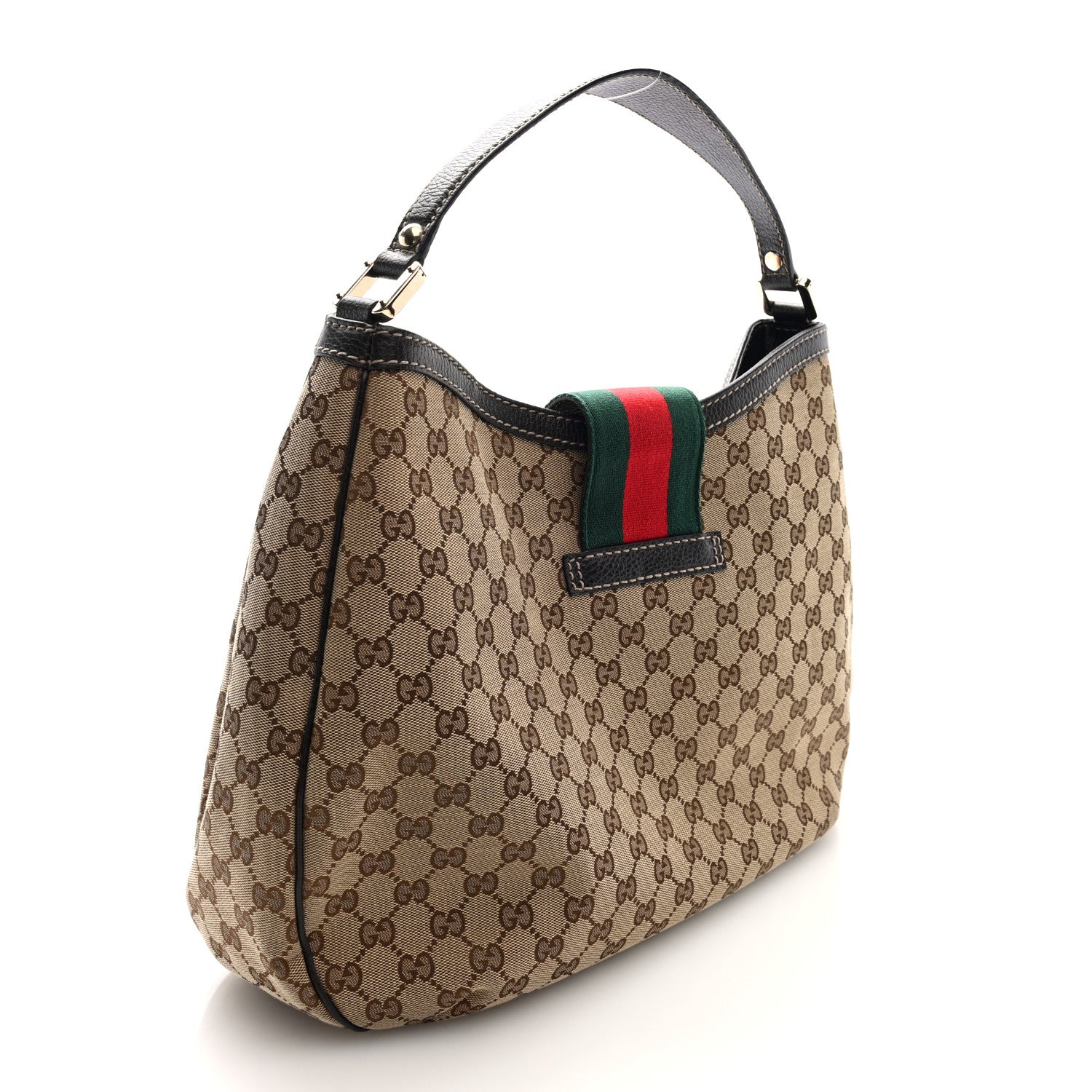 Monogram Large New Ladies Web Hobo Dark Brown