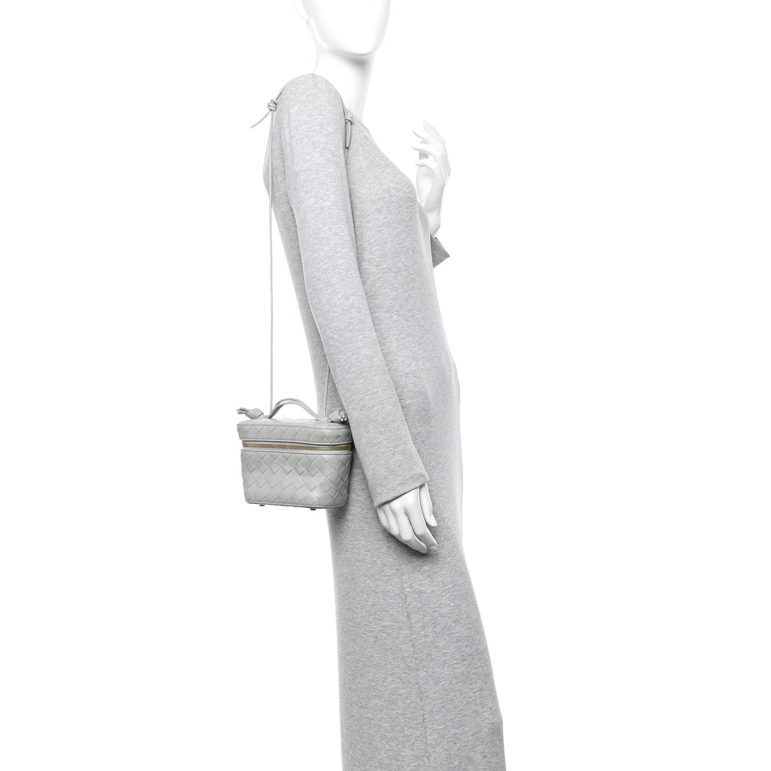 Nappa Intrecciato Small Vanity Case On Strap Agate Grey