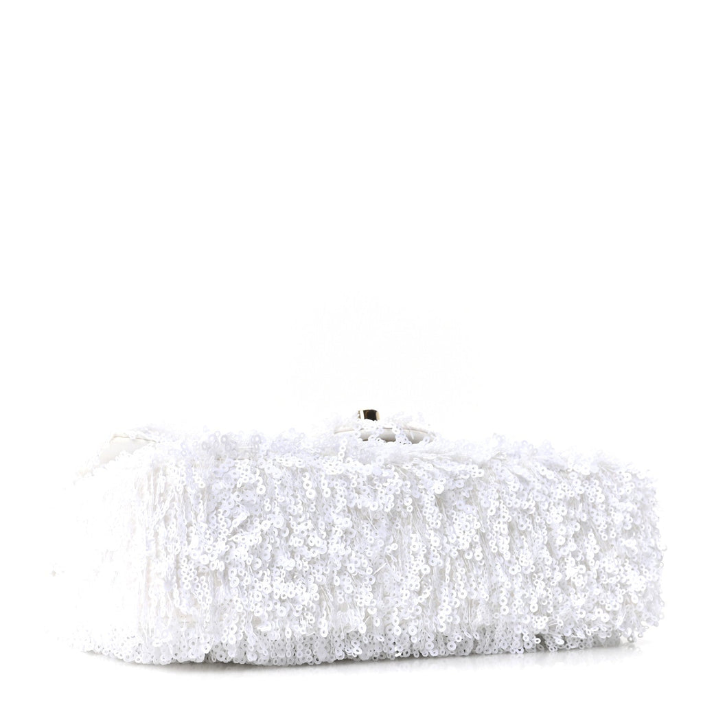 Sequin Mini Rectangular Flap White