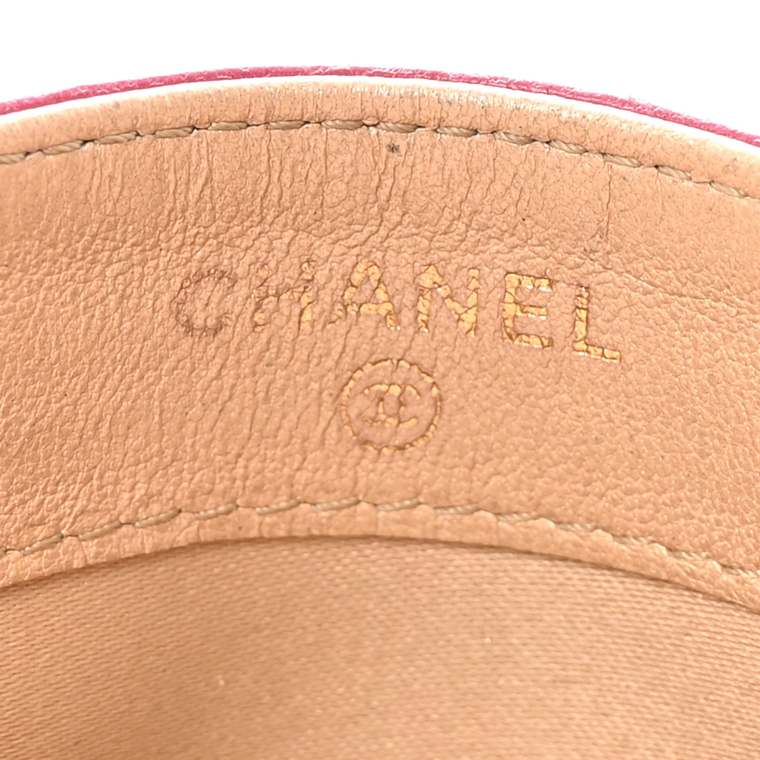 Lambskin Camellia Embossed  Holder Fuchsia