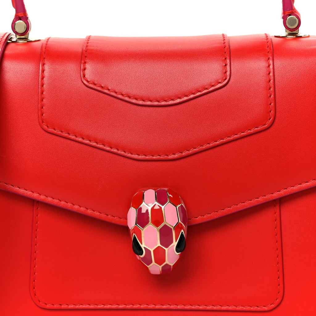 Calfskin Serpenti Forever Top Handle Red