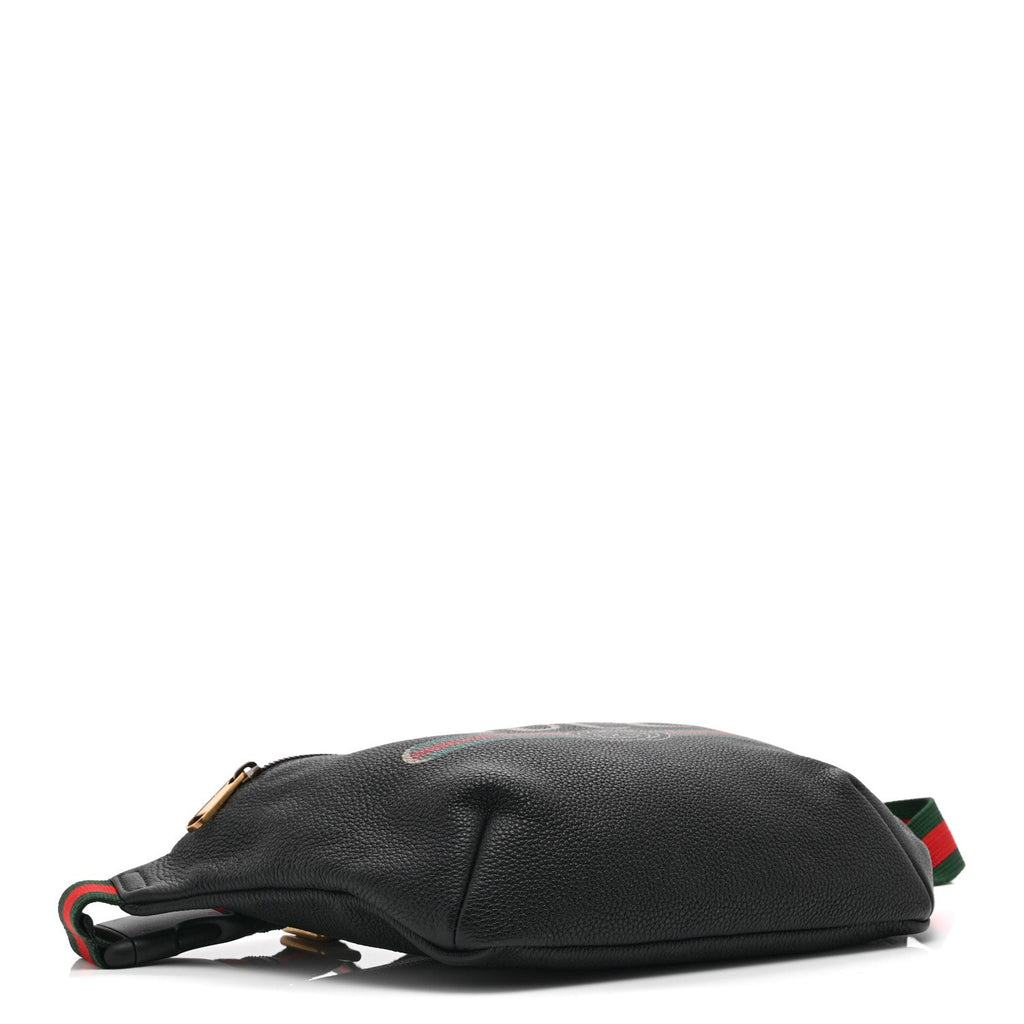 Grained Calfskin Logo Belt Bag Black