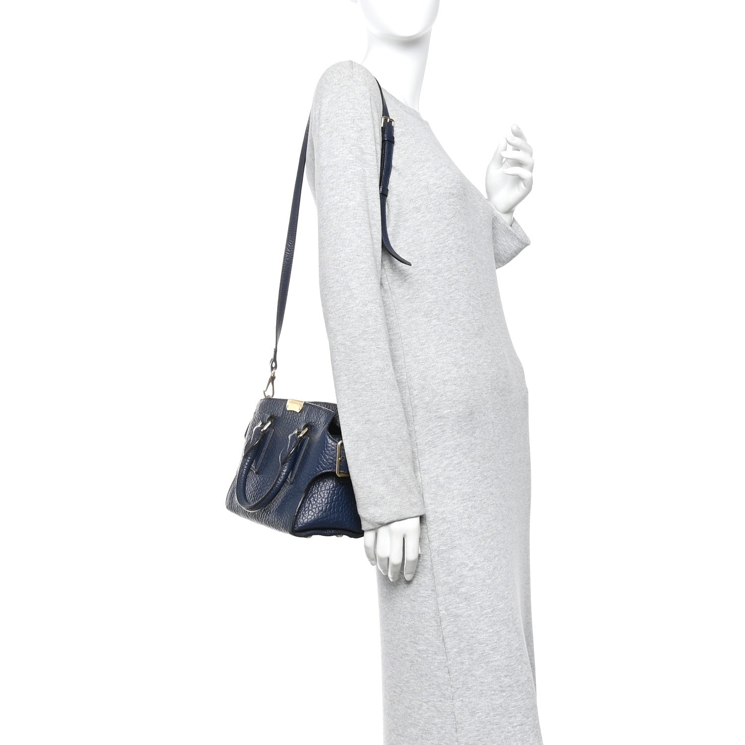 Signature Grain Small Clifton Bag Navy Blue