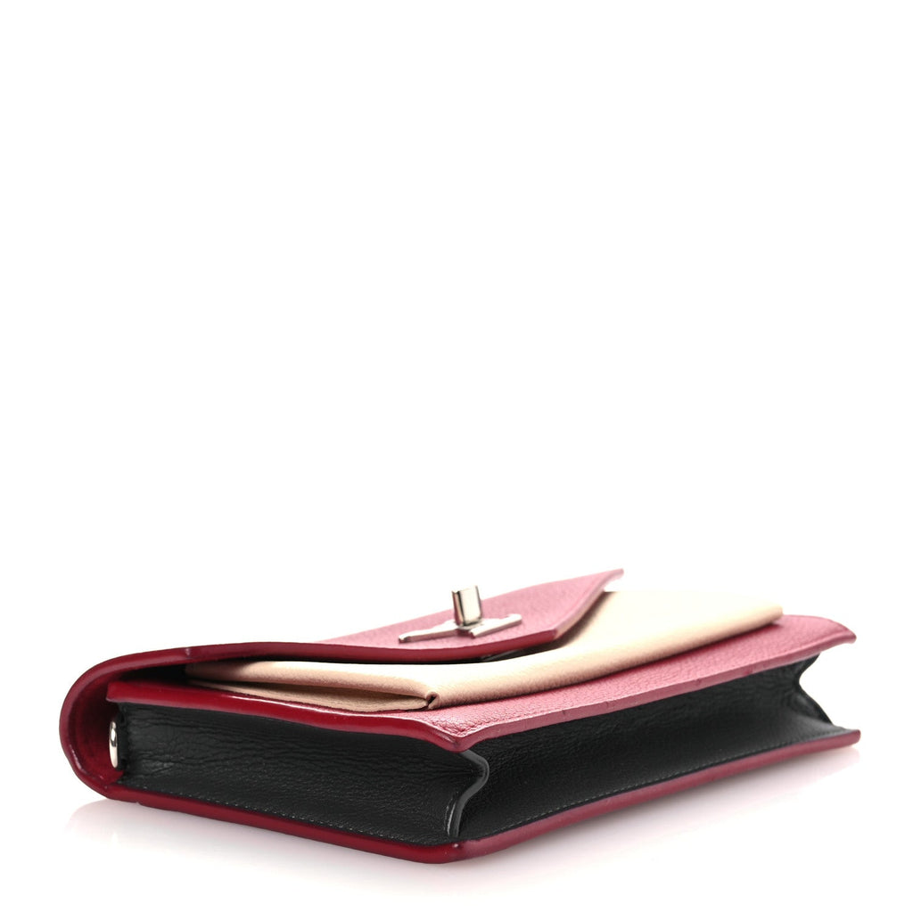 Calfskin My Lockme Chain Pochette Lie De Vin Etain Creme