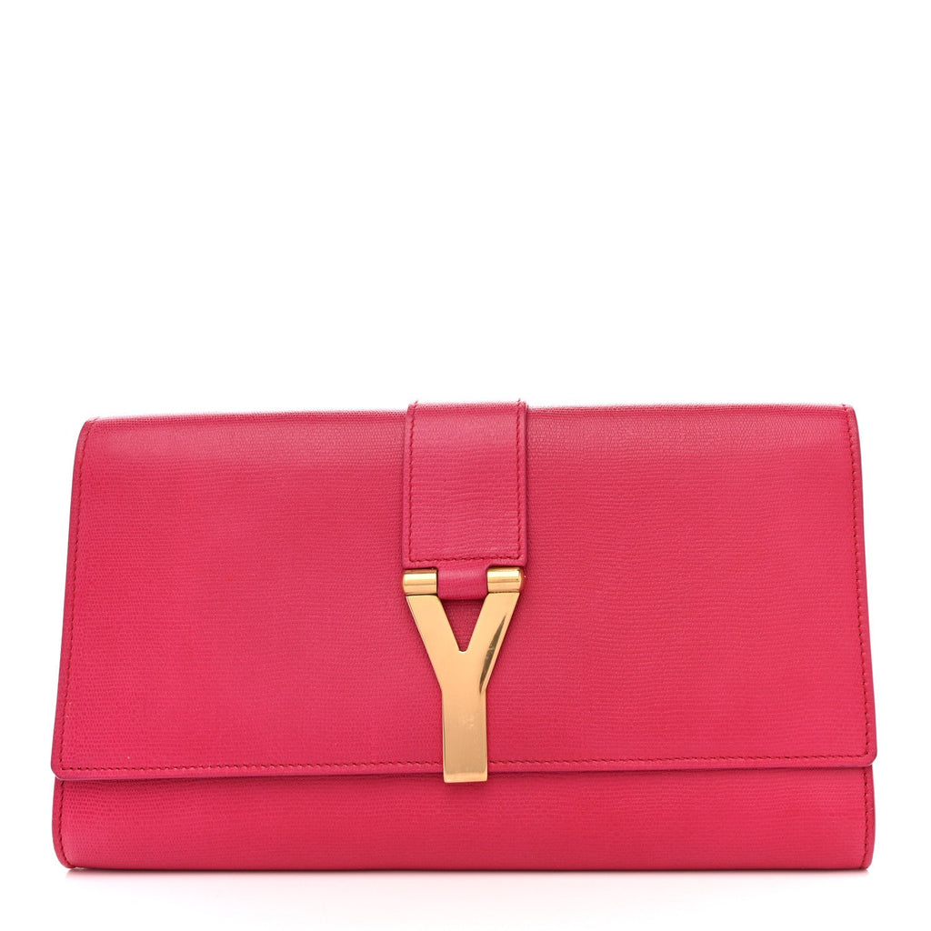 Calfskin Classic Y Ligne Clutch Fuchsia