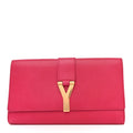 Calfskin Classic Y Ligne Clutch Fuchsia