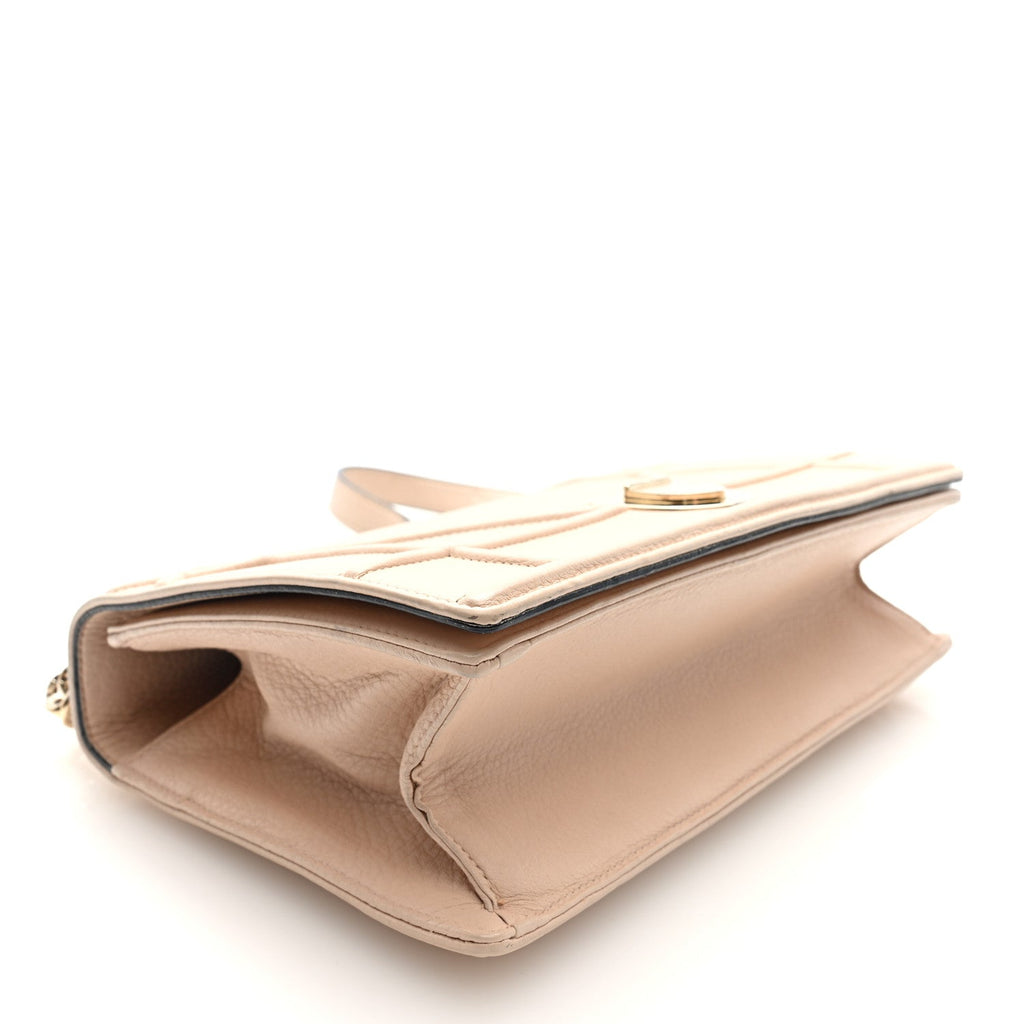 Grained Calfskin Medium Diorama Flap Bag Nude