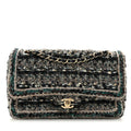 Tweed Braid Medium Flap Turquoise Multicolor