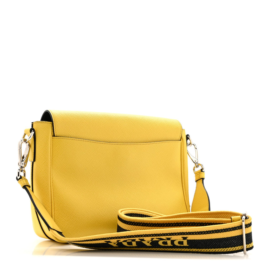 Saffiano Cuir Triangle Logo Embossed Flap Crossbody Sole