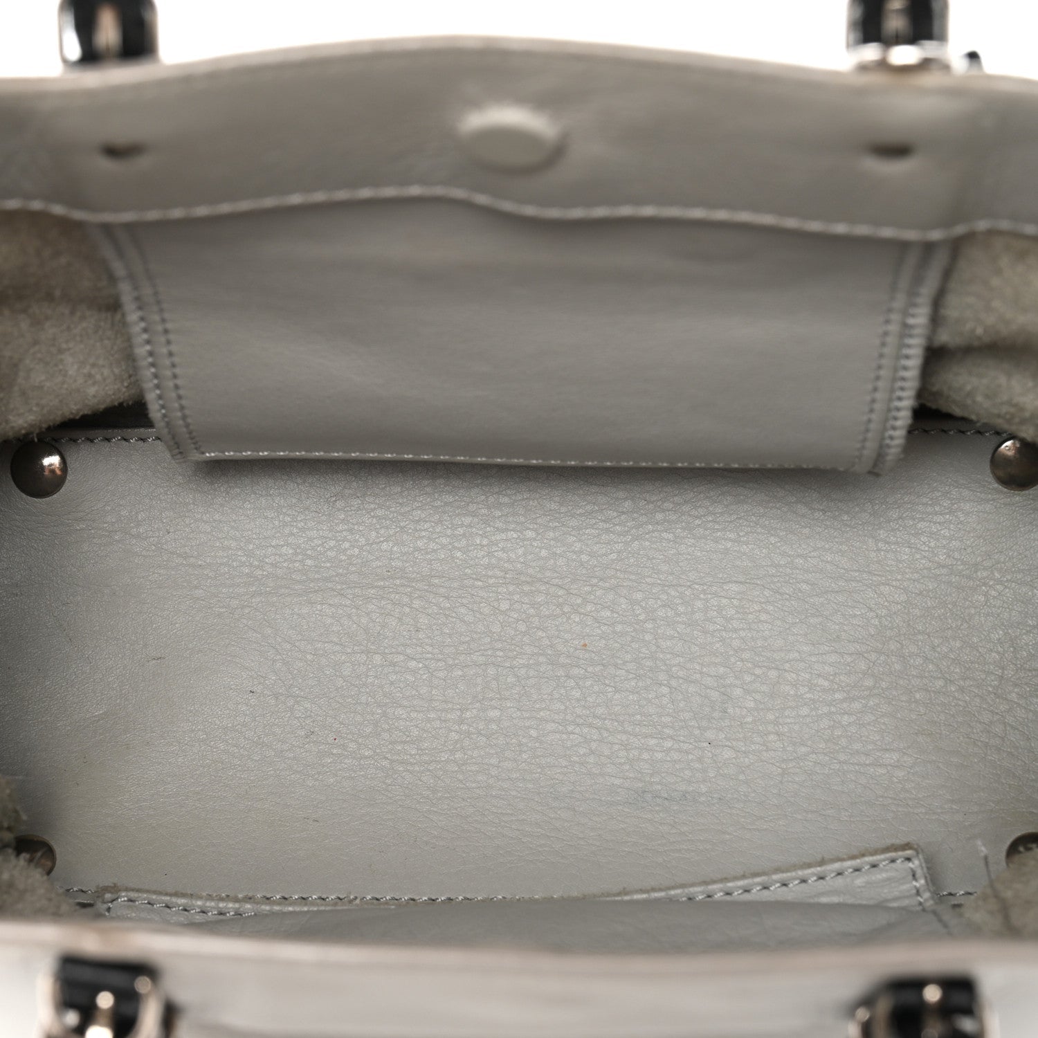 Calfskin Papier Mini A4 Zip Around Tote Grey Black