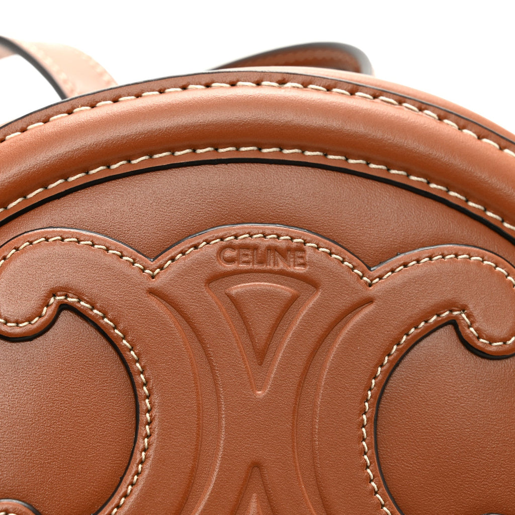 Smooth Calfskin Cuir Small Triomphe Oval Crossbody Purse Tan