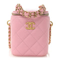 Caviar Quilted Tiny CC Vanity Case With Chain Pink