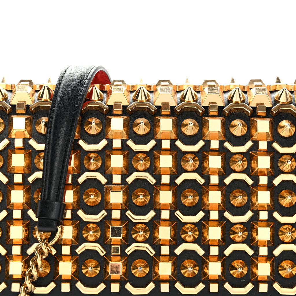 Calfskin Spikes Empire Paloma Clutch Black