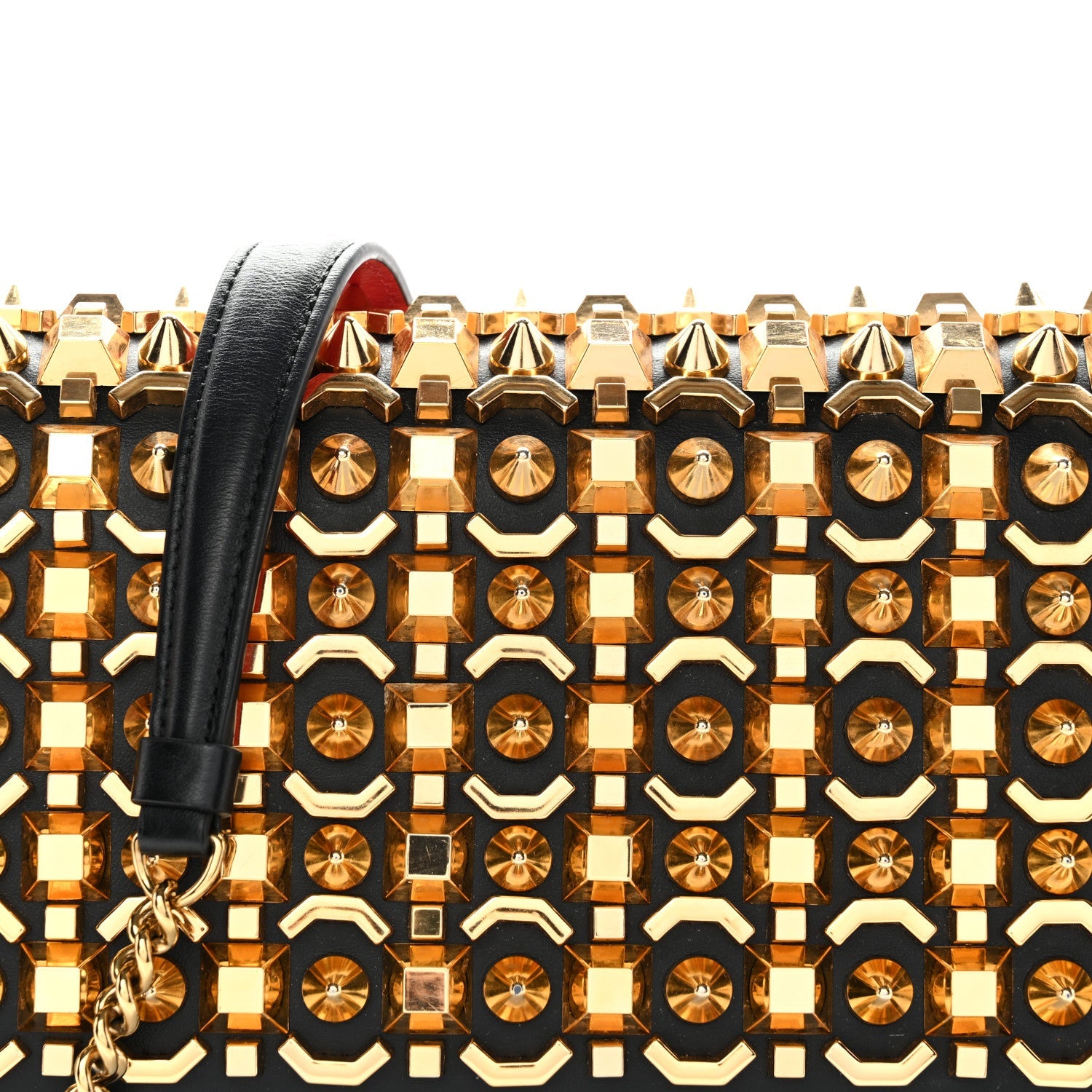 Calfskin Spikes Empire Paloma Clutch Black